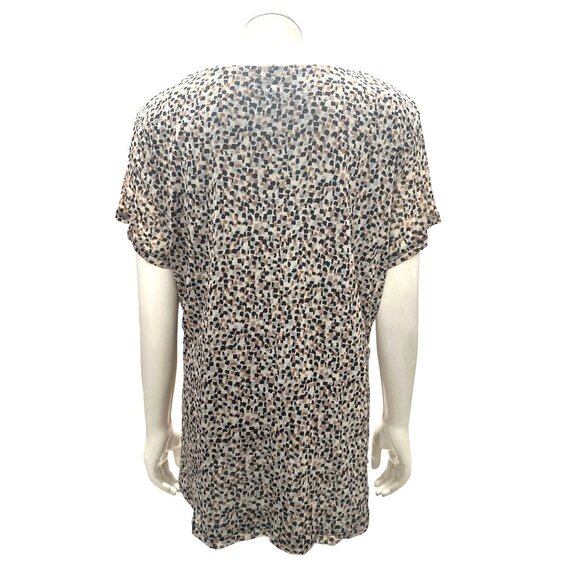 212 Collection Pixel Print Ruched Front Tunic Blouse Short Sleeve City Chic - Picture 6 of 13
